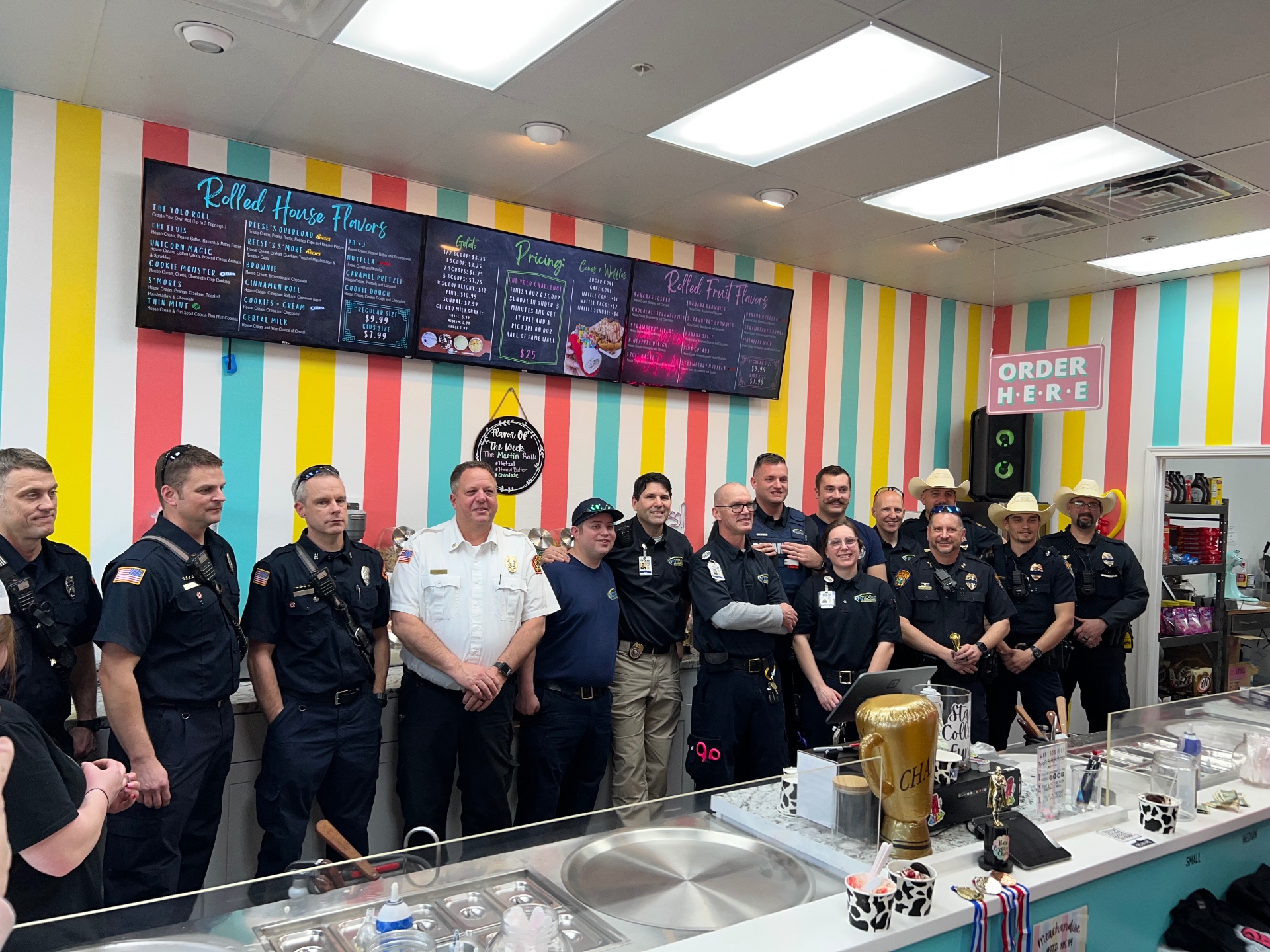 Local first responders at the Crutcher family shop